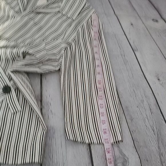 Vintage 70s Black Brown Striped Open Front Blazer - Picture 12 of 15